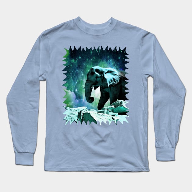 Galaxy Elephant of the Planet Pachyderm Long Sleeve T-Shirt by distortionart